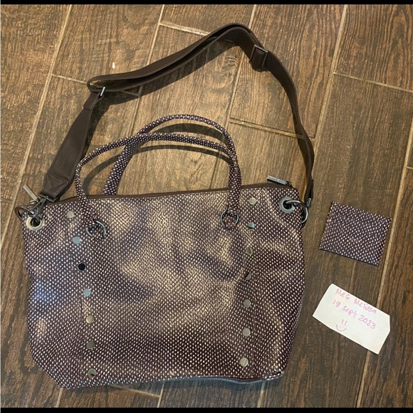Hammitt nwt large espresso reverse tote crossbody leather handbag with card case - Picture 3 of 8